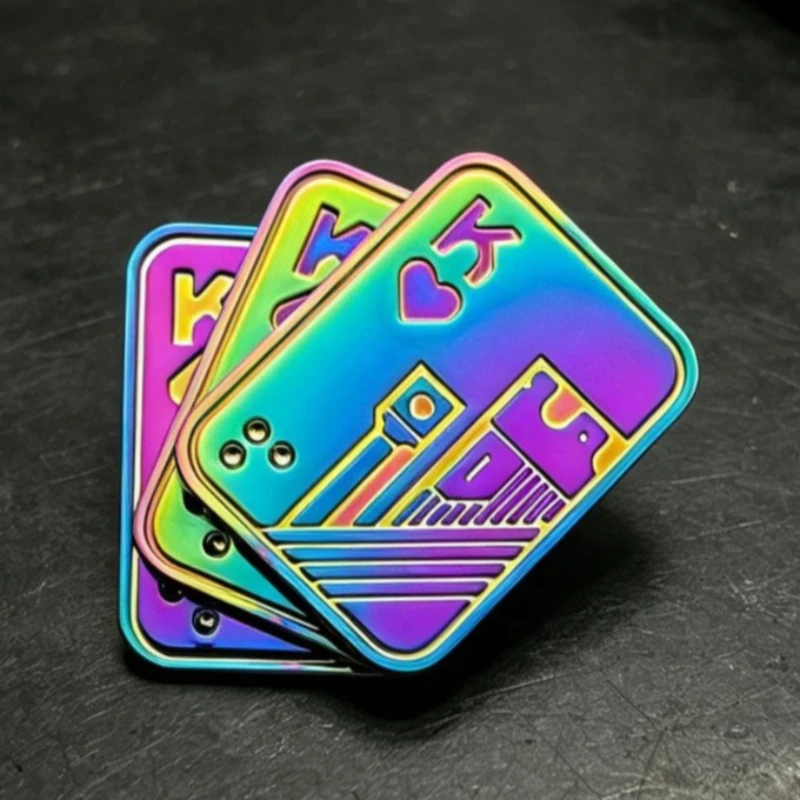 Magnetic Push Card Pushing Plate Mechanical Slider Haptic Coin Metal Anti Stress Reducing Sensory Toy Mini Fidget Relieve Adults