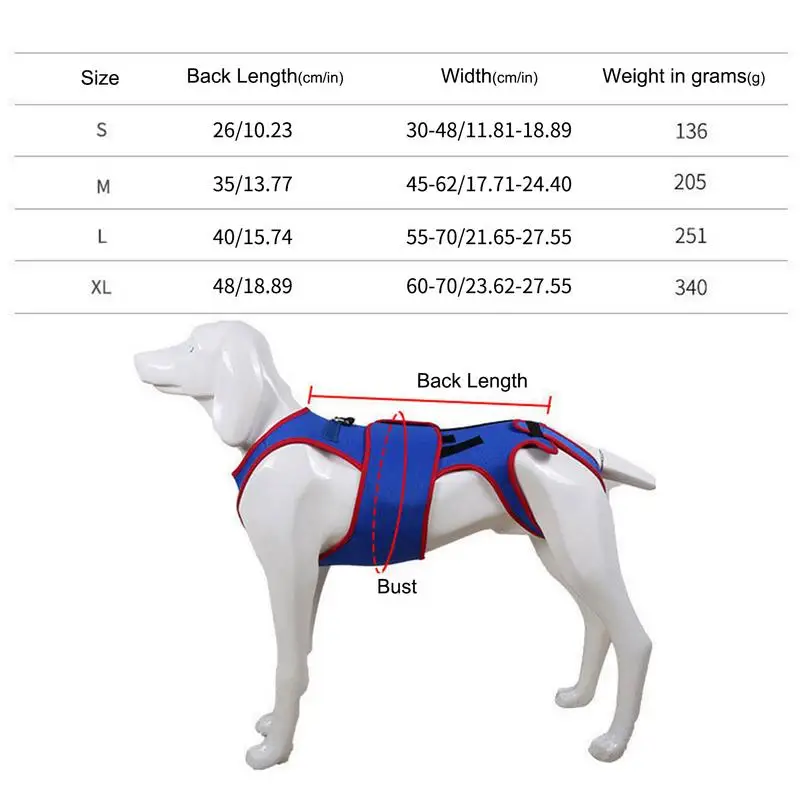 Dog Back Brace Pet Support And Rehab Harness Dog Back Brace For Dogs D-ring And Reflective Strips Back Protector Support Helps