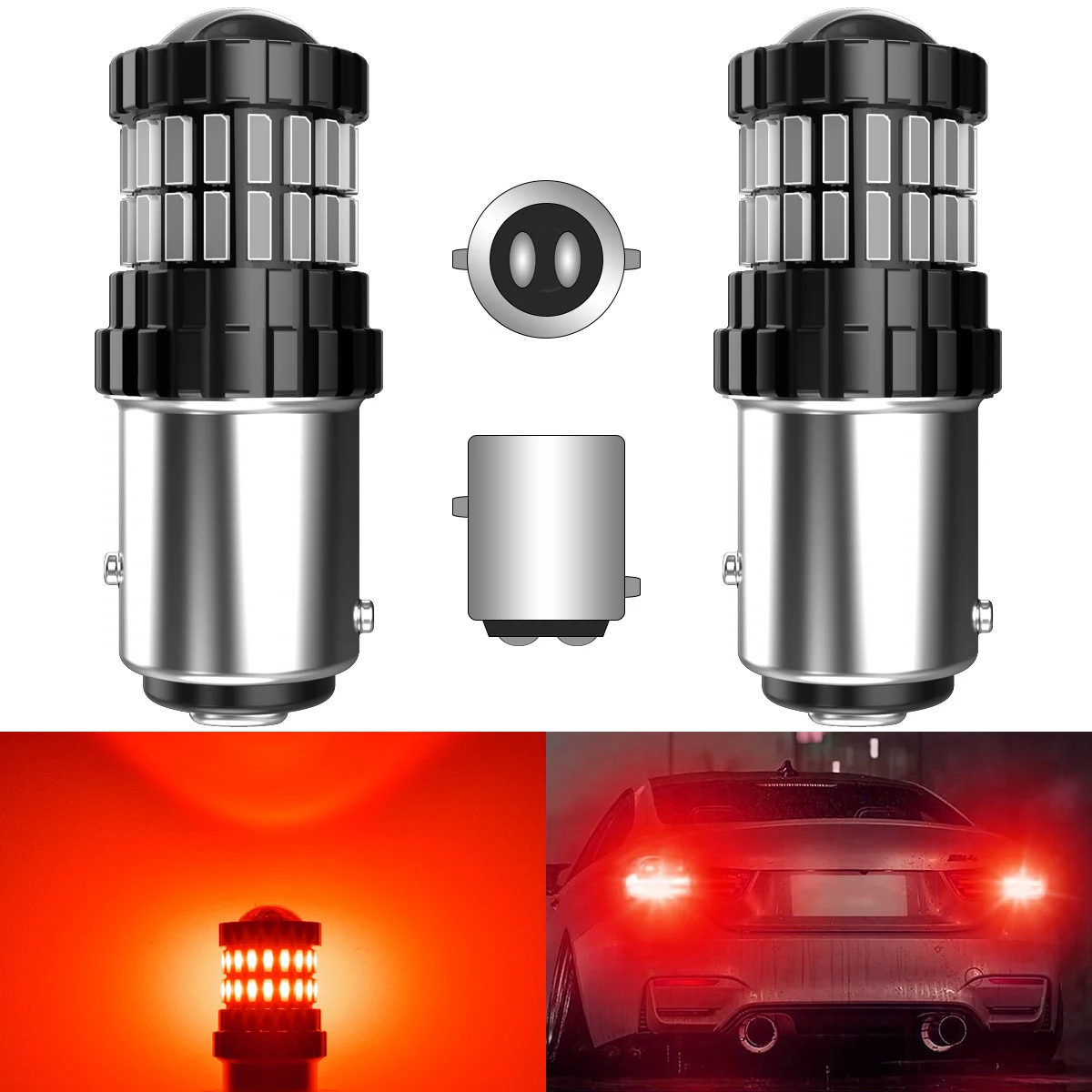 2pcs S25 P21/5W BAY15D New Design Led Car Brake Stop Lights S25 Two Pins Double Contact Bulbs 3014 Chips White Car Light Source