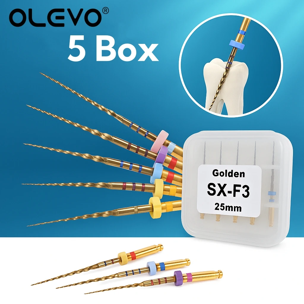 

5 коробок стоматологических золотых файлов SX-F3, файлы корневых каналов Niti, термоактивированные роторные эндодонтические файлы, двигатель, игольчатые стоматологические инструменты