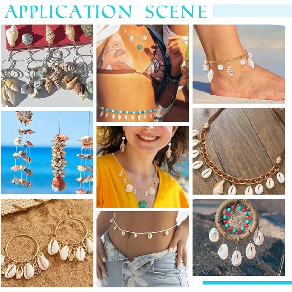 100 قطعة 4 أنماط قذيفة الطبيعية Charms المعلقات الصدف ربط ل قلادة سوار صنع المجوهرات محارة قذيفة موصلات عدة