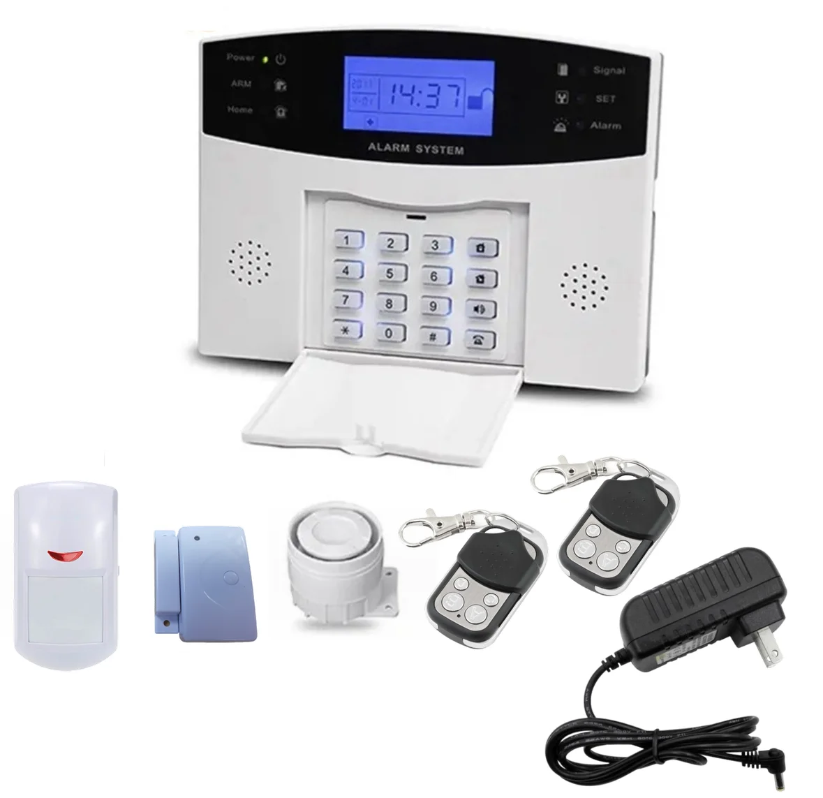 1Set Security Alarm systems Metal Remote Control Voice Prompt Wireless Door sensor LCD Display Wired Siren Kit SIM SMS GSM Alarm