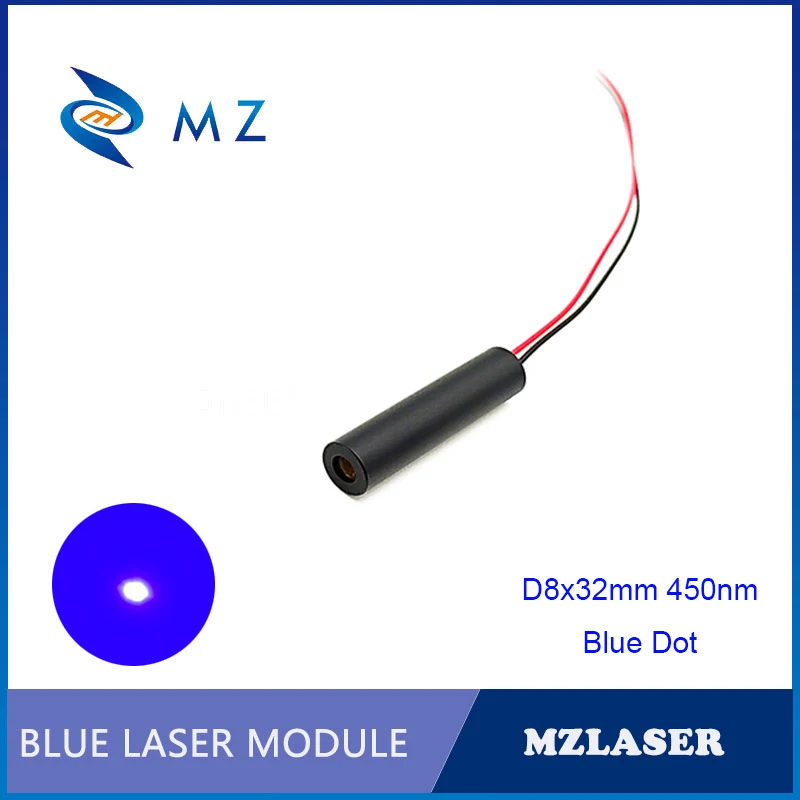 Hot Selling Compact D8x32mm 450nm 50mw Blue Dot Laser Module Industrial Grade