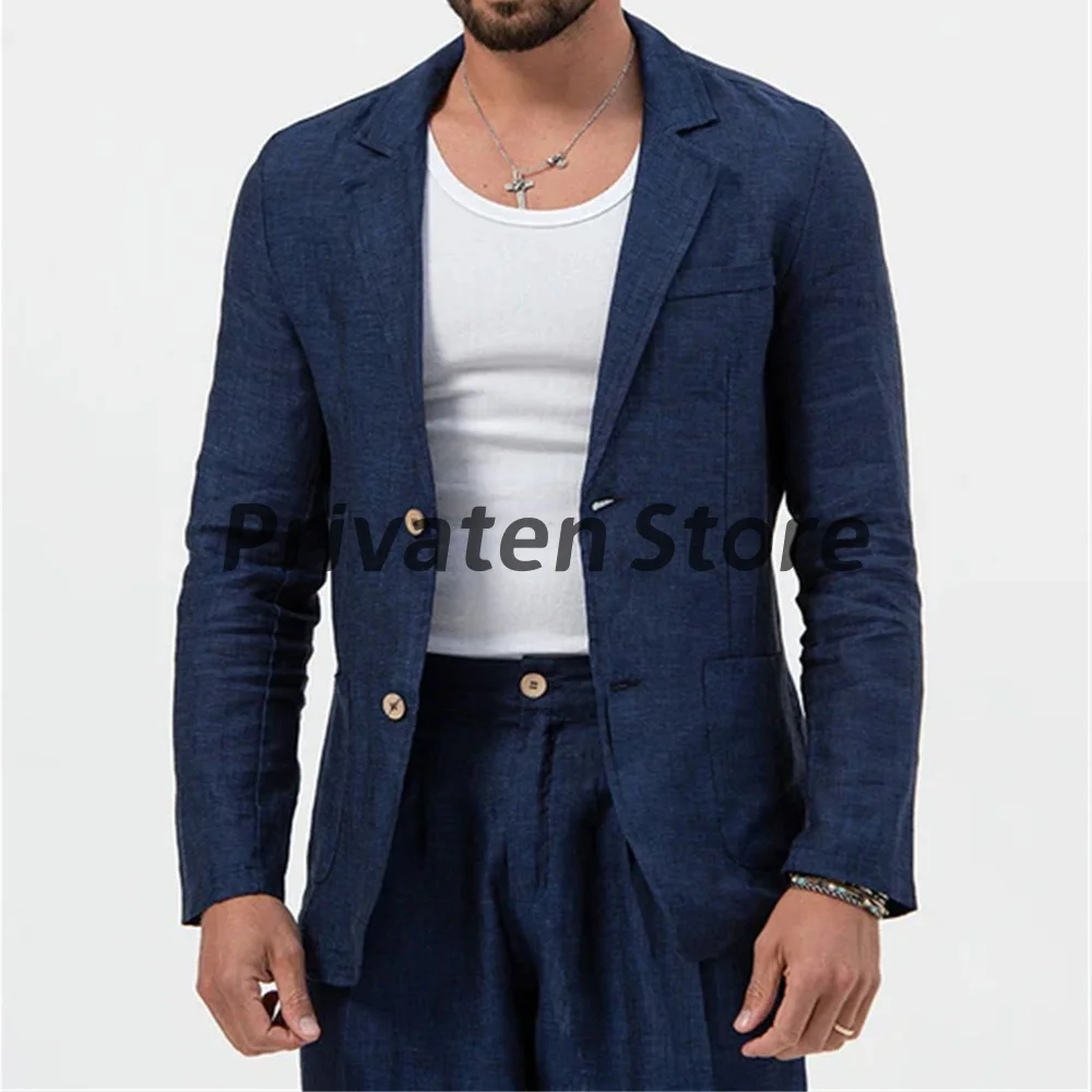 Suit Men Set Complete Notched Lapel Single-Breasted Cardigan 2024 Brand Prom Dresses Made 2 Pieces Jacket Pants ropa hombre