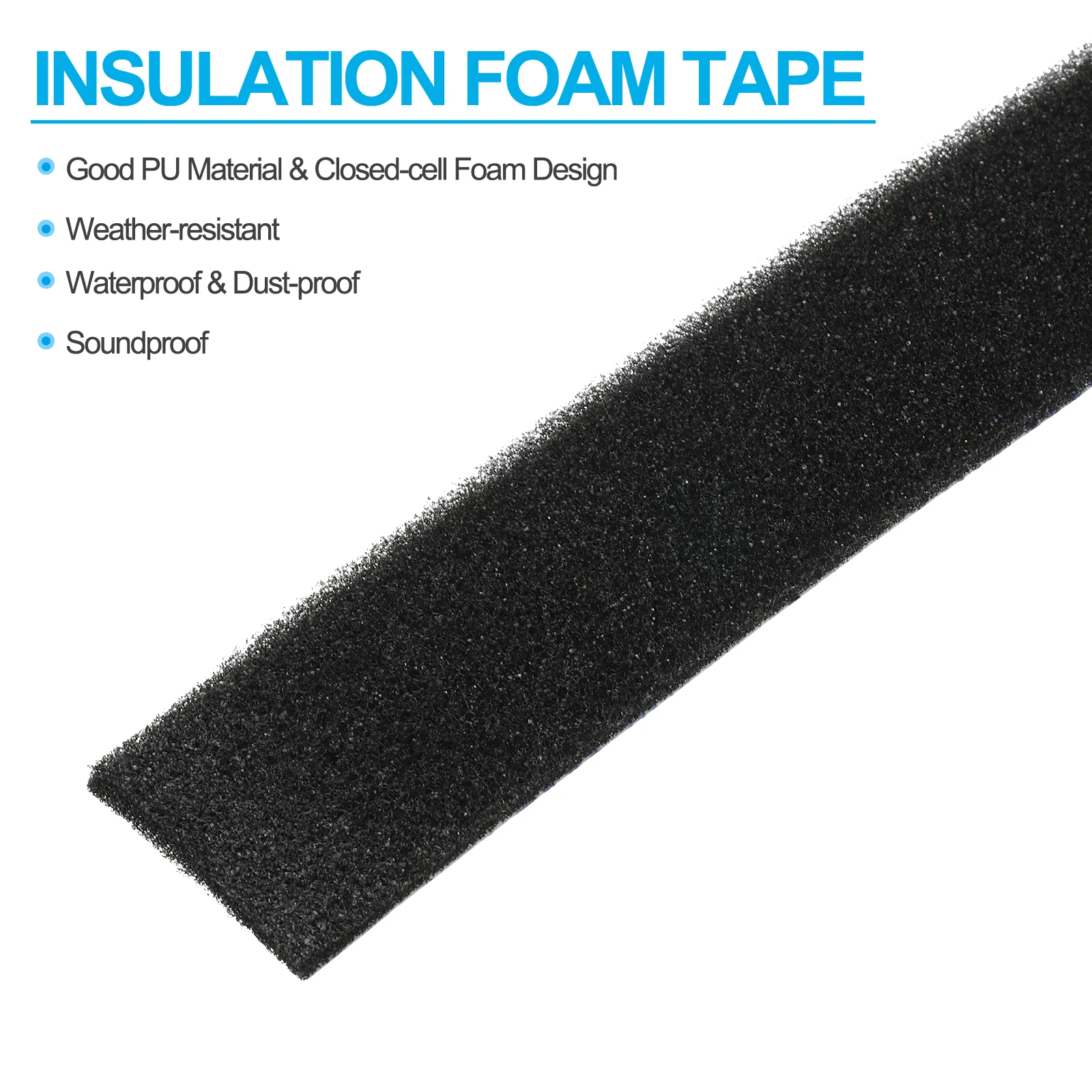 Self-Adhesive Seal Foam Tape Insulation Foam Tape Weather Stripping for Door Window Insulation Weather Strip Black