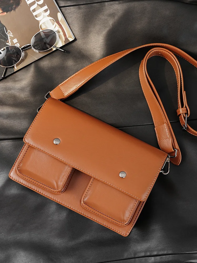 Retro PU Leather Shoulder s For Men  New Business Crossbody Male Fashion Solid Color Small Square Bag Unisex Pocket