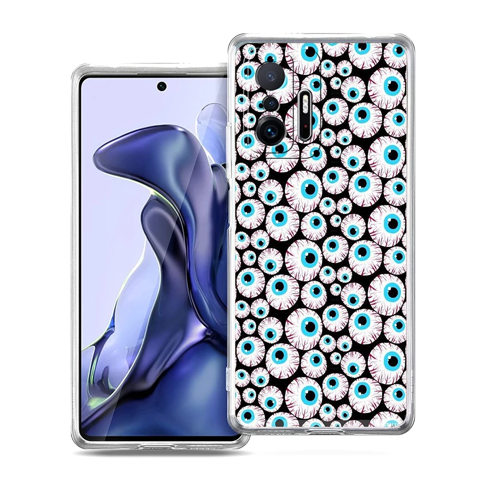 Capa de telefone transparente para xiaomi mi 14 13 12 11 ultra 13t 12t 11t poco x3 nfc f3 f6 pro lite macio tpu escudo o olho de cthulhu