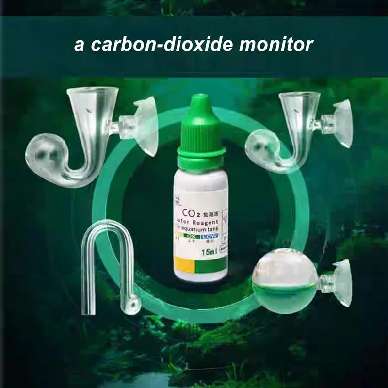 Aquarium CO2 Indicator Solution 15ml Fish Tank Long-Term Monitor CO2 Test PH Liquid ForAquatic Plants (Used with Drop Checker)