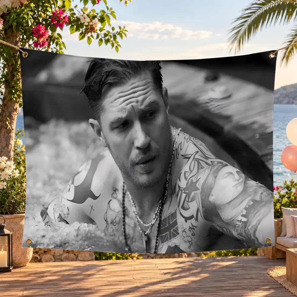Actor Tom Hardy Flags Minimalist Fabric Banner Flags Garden Shop Bedroom Festival Birthday Wall Decor