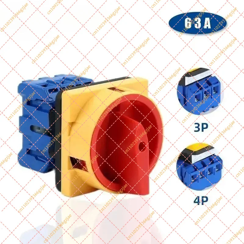 YMD11-63A Isolator Switch 3P 4P Rotary Pad Lock On-Off Power Control for Motor, Silver Contact Replacement Part