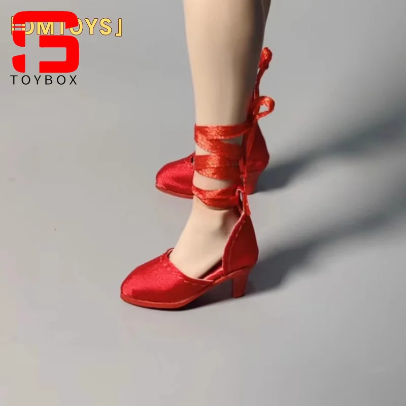 DMTOYS 1/6 مقياس أنثى مربوطة عالية الكعب أسود حذاء أحمر نموذج صالح 12 ''الجندي عمل الشكل الجسم الدمى