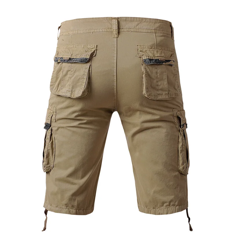 2024 Summer Cotton Mens Short Pants Solid Loose Cargo Shorts Men Fashion Multiple Pockets Casual Jogging Short Trousers Man