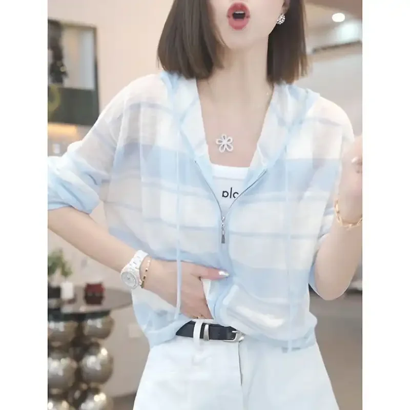 Stripped V Neck Casual Loose Fit Half Sleeve Women's Top With Zipper Detail For Summer Office Wear