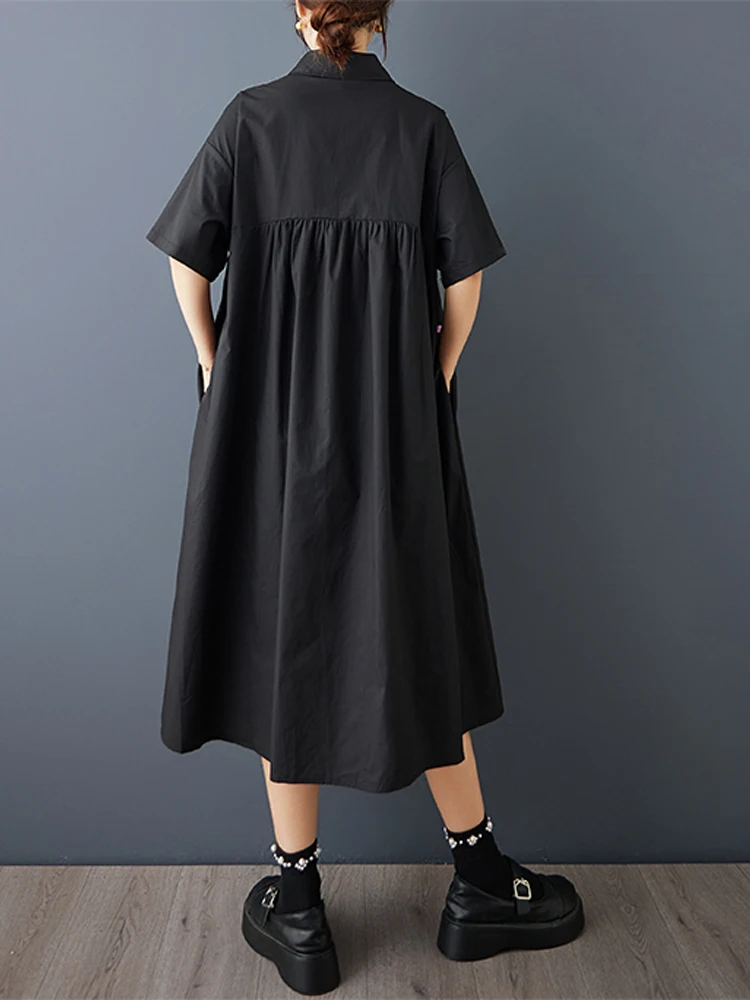 فستان قميص نسائي مرقع من NYFS لصيف 2025 فستان كوري بأكمام قصيرة رداء Elbise Pint للسيدات #2