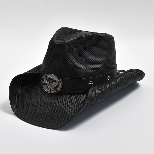 Nowy męski kapelusz kowbojski w stylu vintage, ręcznie tkany słomkowy kapelusz przeciwsłoneczny na plażę Gentleman Cowgirl Jazz Hat Sombrero Hombre