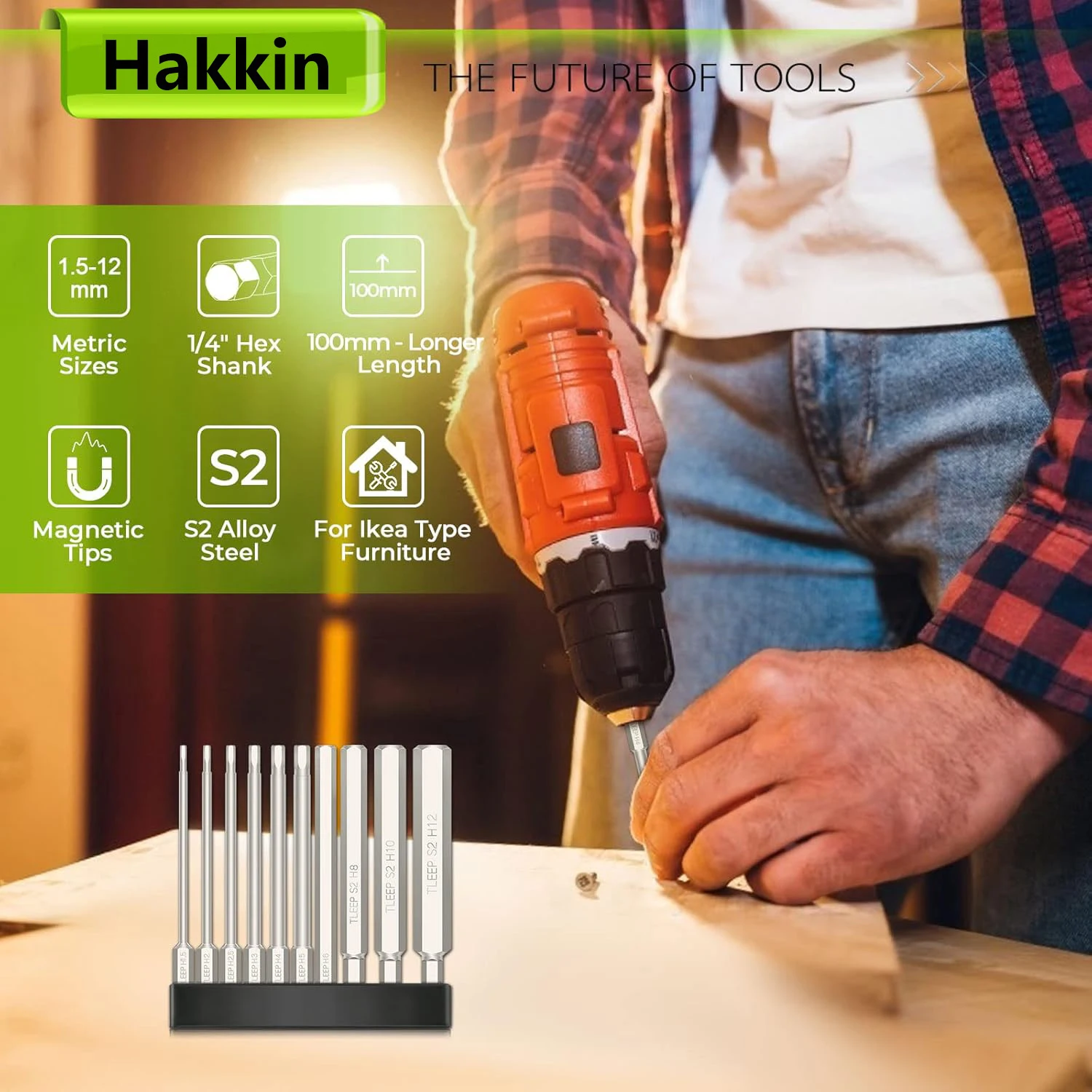 10Pcs Metric Hex Head Allen Wrench Drill Bits Set 100mm Hex Bit Set S2 Steel Allen Screwdriver Bit Magnetic Hex Key Drill Bit