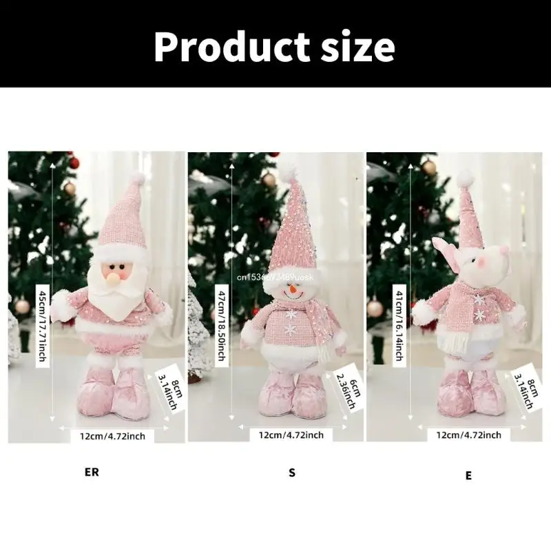 Telescopic ขาตุ๊กตาคริสต์มาส Santa/Snowman/Elk ยืนตุ๊กตาตกแต่ง Tabletop Figures เทศกาลประดับบ้าน