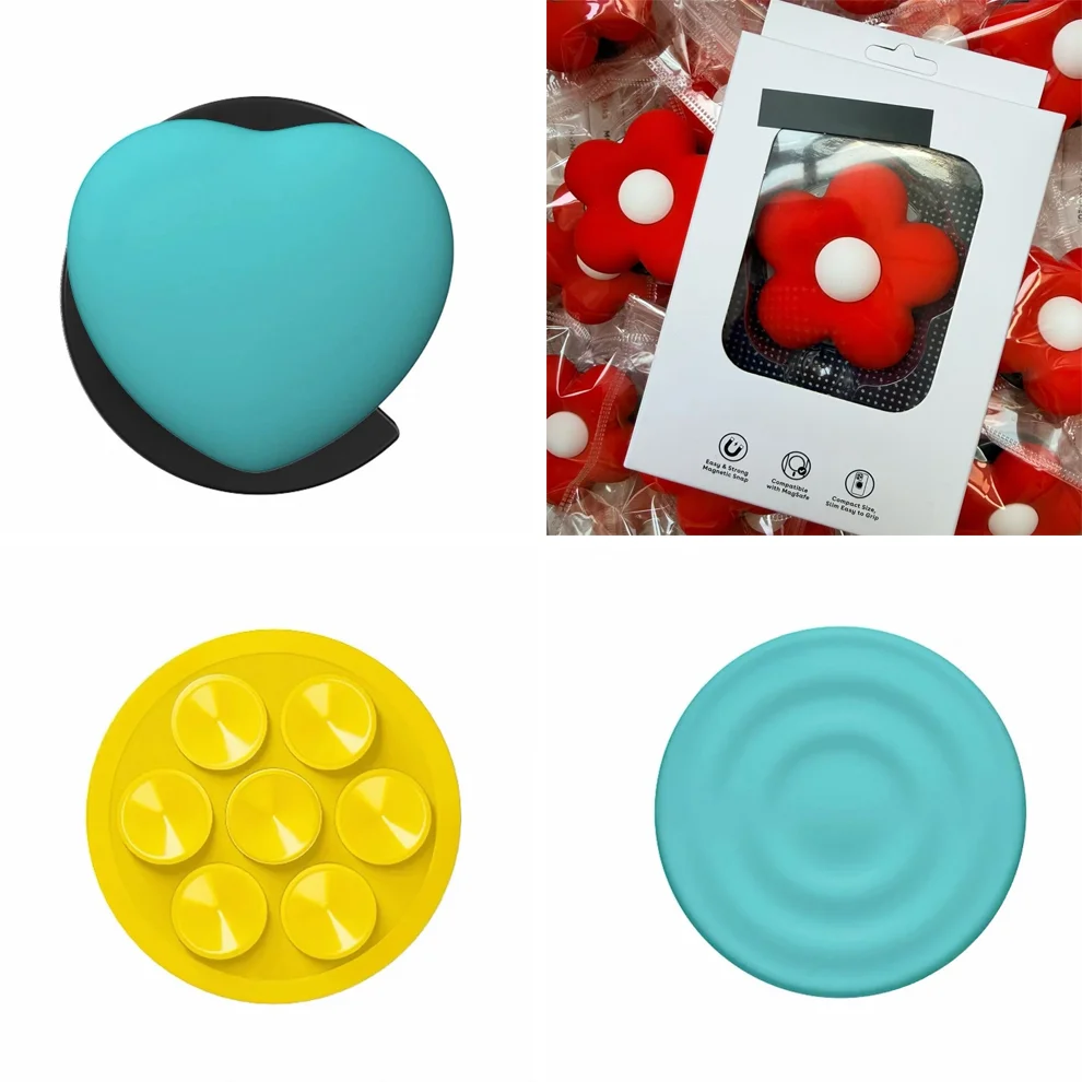 

New Blue Yellow 3D Flower Heart Magnetic Phone Grip Stand for IPhone Holder Mount Support for Galaxy Mobile Phone Accessories
