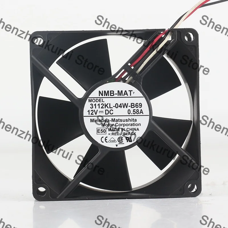 

Authentic original NMB-MAT 8CM Three wire 8032 12V 0.58A 80X80X32MM 3112KL-04W-B69 Ball Bearing Cooling Fan