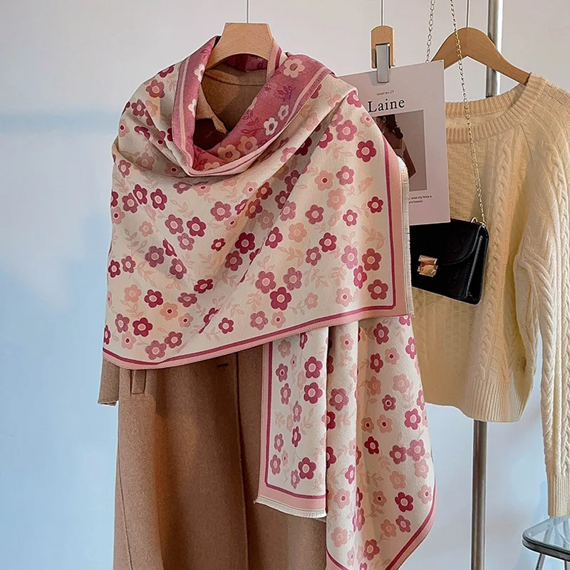 Luxury Winter Cashmere Scarves for Women High-Quality Fashion Brand Wrap Shawl by Designer Label Soft Warm Wrap Scarf for Ladies
