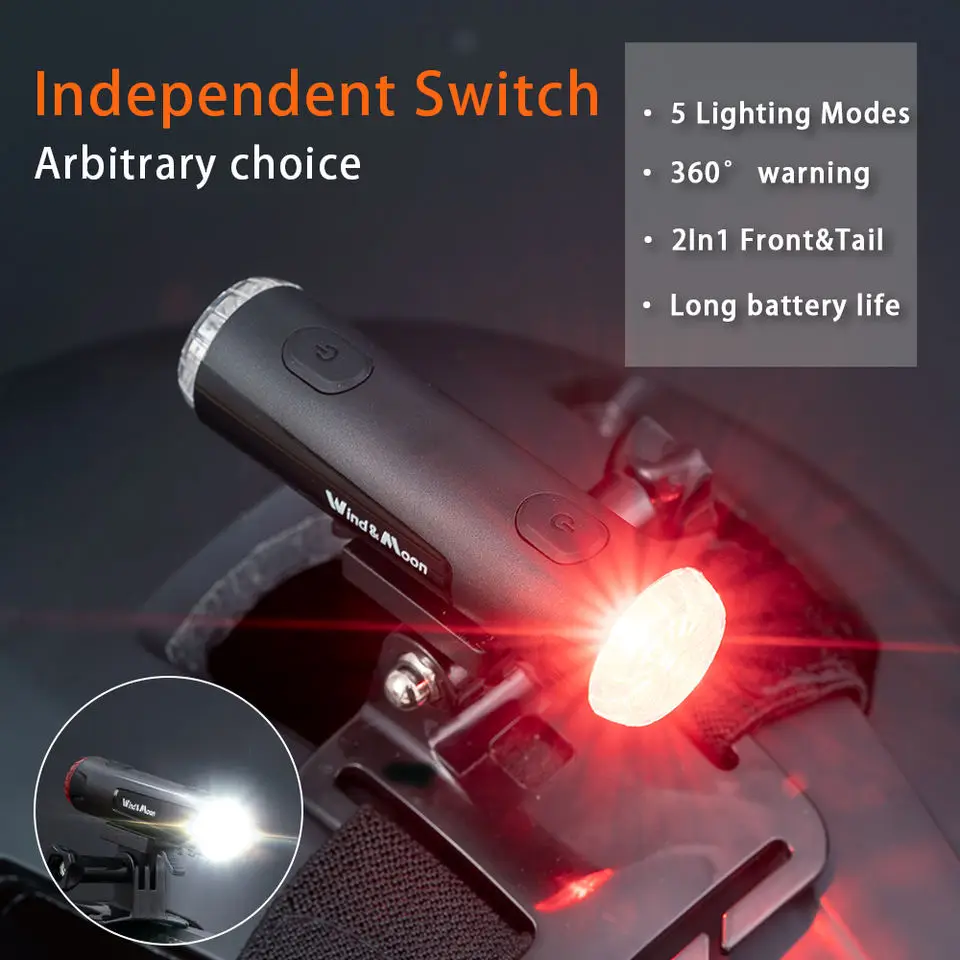 Smart LED Bike Helmet Light Safety Warning Lamp for Bicycle Scooter E-Bike Skateboard Night Riding Cycling Outdoor Front&Rear