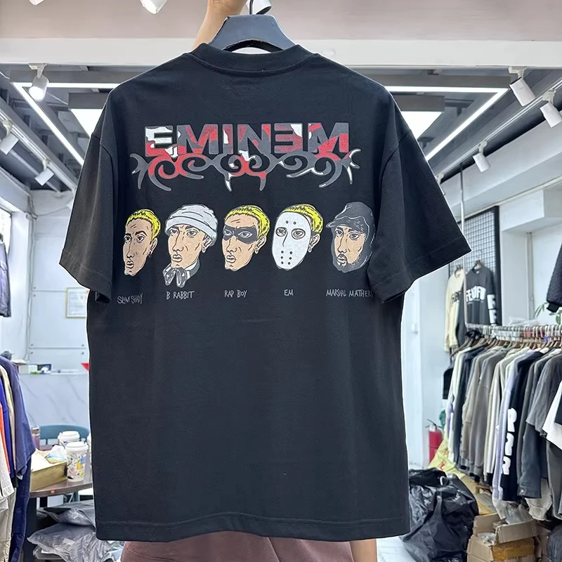 Rapper Eminem Women Men Print T-shirt Brand Short Sleeve Tshirt Clothing Designer Tee Hip Hop Cotton T Shirt Y2k Streetwear Top