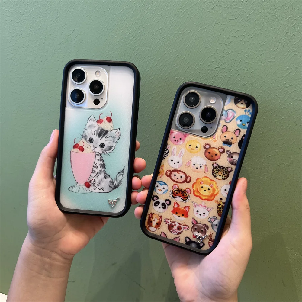 جديد Wildflower ثلاثية الأبعاد WF هريرة الأغنام قضية الهاتف آيفون 12 13 14 15 16 17 برو ماكس زائد القرد INS الكرتون غطاء الحيوان خنزير لطيف