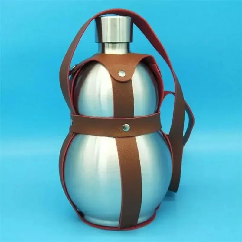 304 Stainless Steel Hip Flask 1L/1.5L Russian Gourd Wine Jug Outdoor Portable Wine Bottle With Funnel Sports Kettle Wine Set