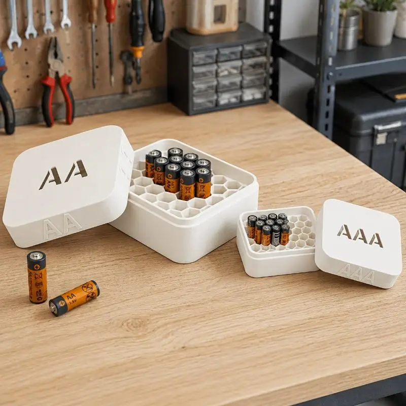 Large Honeycomb Battery Storage Box Compatible With AA/AAA Sizes The Ultimate Solution To End Drawer Clutter