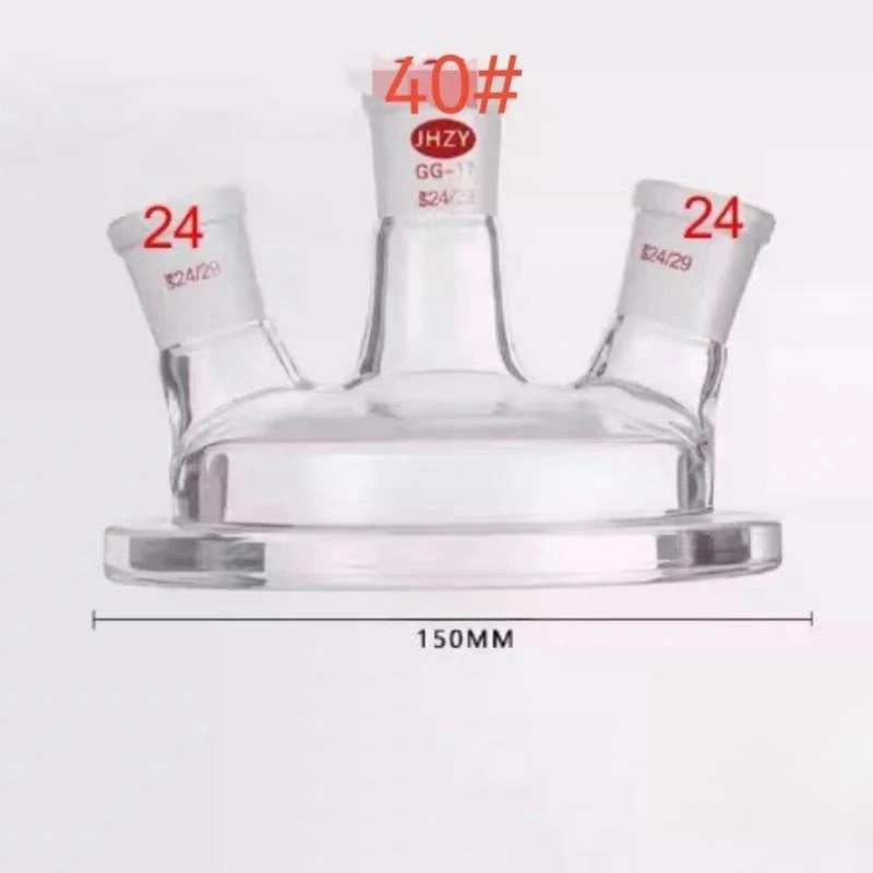 40/38 Glass Reactor 3 Necks Laboratory Reaction Flask Vessel W/Three-Neck Lid 40*2 Flange port150mm