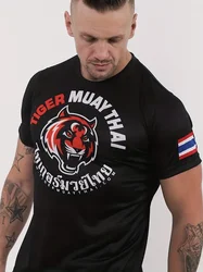 男性用tiger muaythaiフィットネスTシャツ、カジュアル半袖Tシャツ、総合的な戦闘トップス、ママトレーニングTシャツ、新着、夏