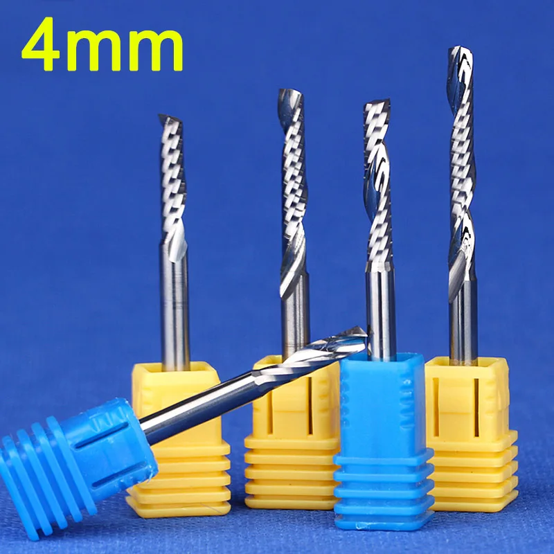 

4mm Shank Cutter Diameter 4mm Single Flute Spiral Up Cut Router Bit CNC End Mill Tungsten Steel Carbide Milling Cutter