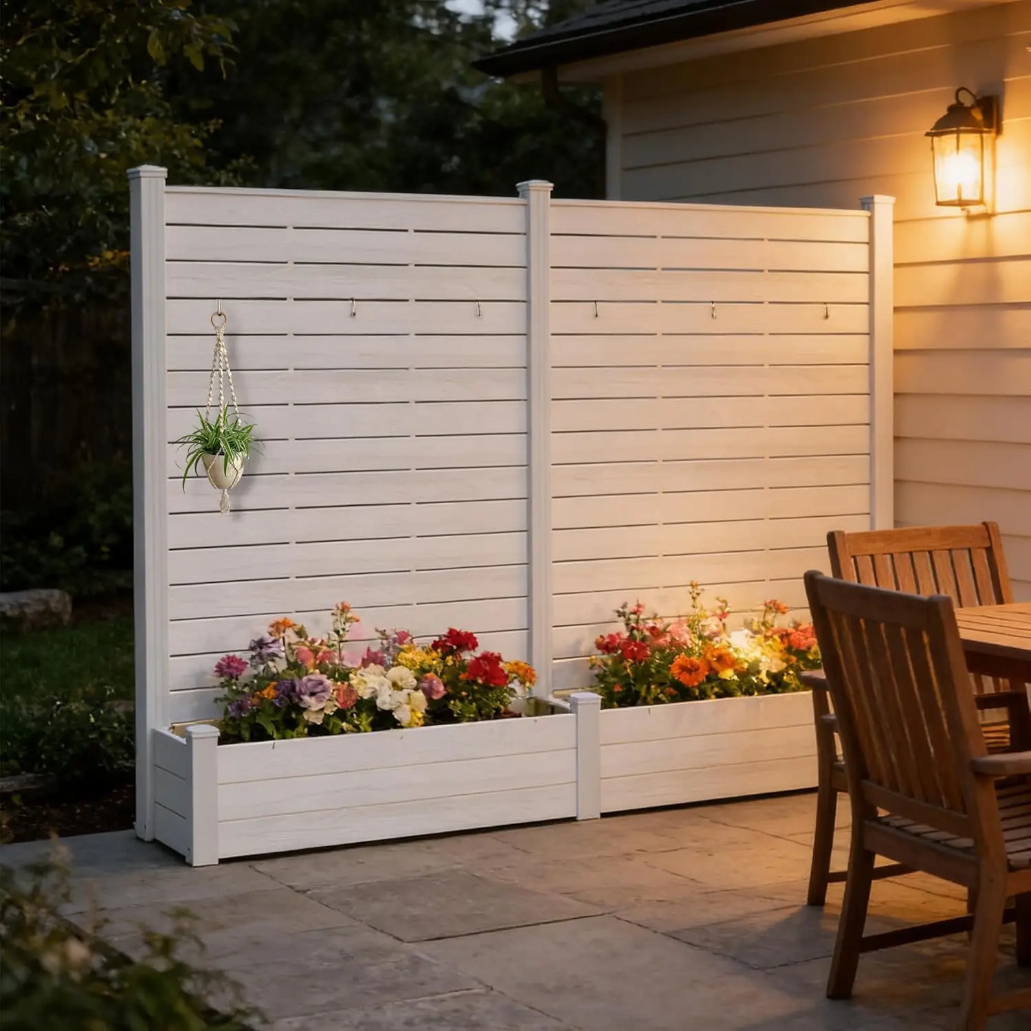 

2Pack Privacy Screen with Planter, 70" H x 51" W Outdoor Garden Screen, Waterproof Aluminum Frame with Thick, Customized