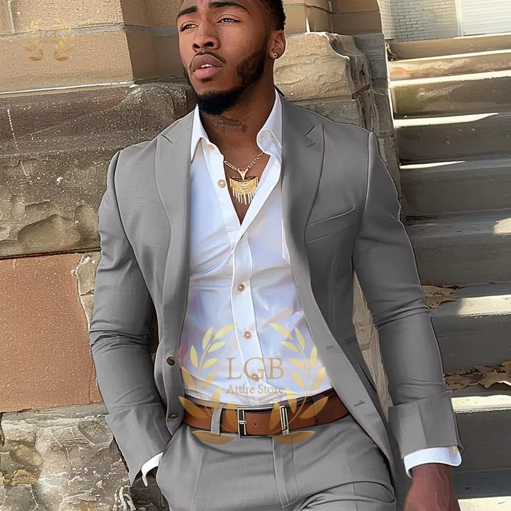 Men's elegant casual suit 2 piece suit, custom high quality classic style 2 button suit trousers suit party daily office suit