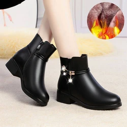 Soft Leather Women's Boots 2023 Spring Winter Thick Wool Lined Genuine Leather Woman Snow Boots Women Shoes Platform Boots botas