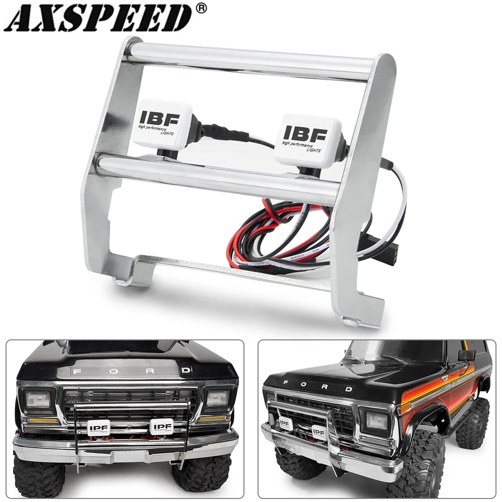 

AXSPEED Metal Front Bumper with LED Lights Anti Collision Bumper Kit for 1/10 RC Crawler TRX4 Ford Upgrade Parts
