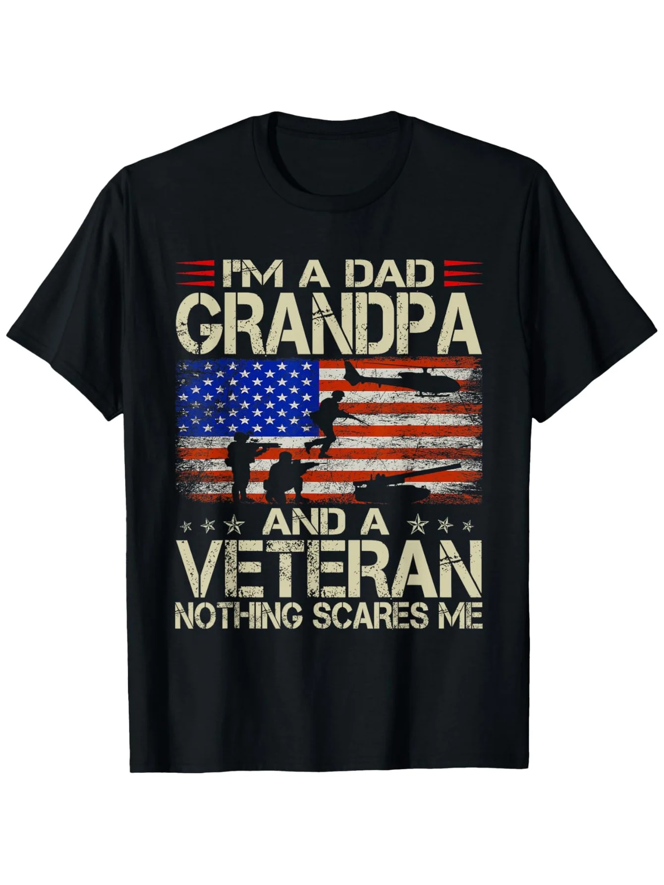 

"I'm A Dad Grandpa Veteran" Patriotic T-Shirt - 100% Cotton, S-3XL Military Gift