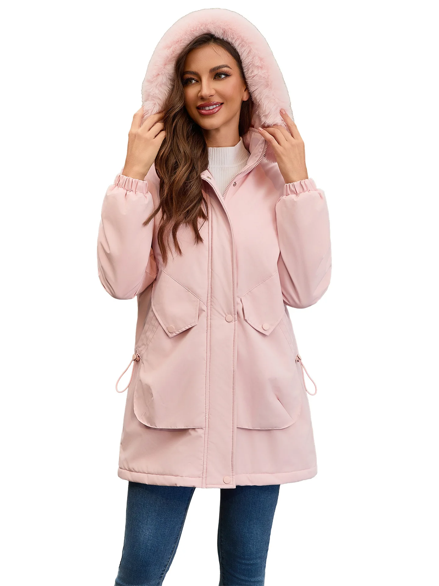 Women's Waterproof Medium-Length Parka real-life usage example in urban winter office commute