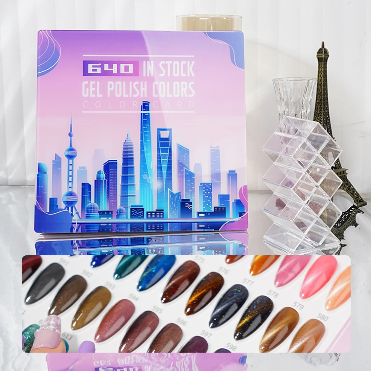 

Nail 640 Gel Polish Color Book 3 Step Gel Polish Kit Nail UV LED Lamp Glitter Colors Gel Polish Nail Art Beauty