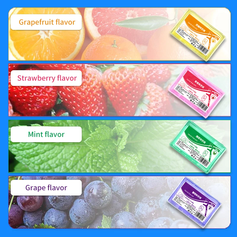 

50Pcs/Box Fruit Flavor Dental Floss Pick Tooth Cleaning Inter-dental Brush High Tensile Force Portable Teeth Stick Hygiene Care