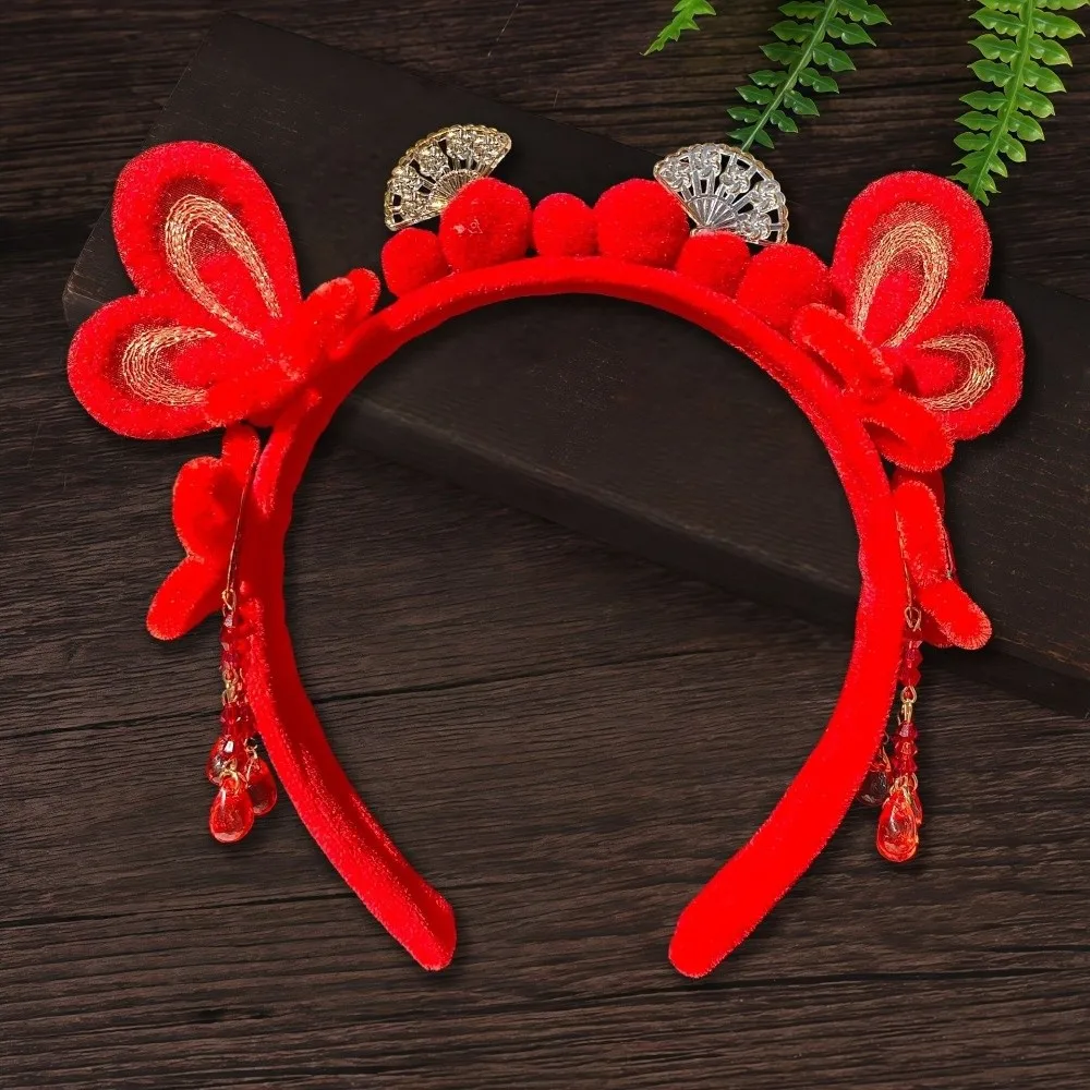 

Милый конь, новогодний обруч для волос, вышитый бант, бант, повязка для волос в древнем стиле, кисточка, золотой замок, аксессуары для волос ханьфу, вечерние