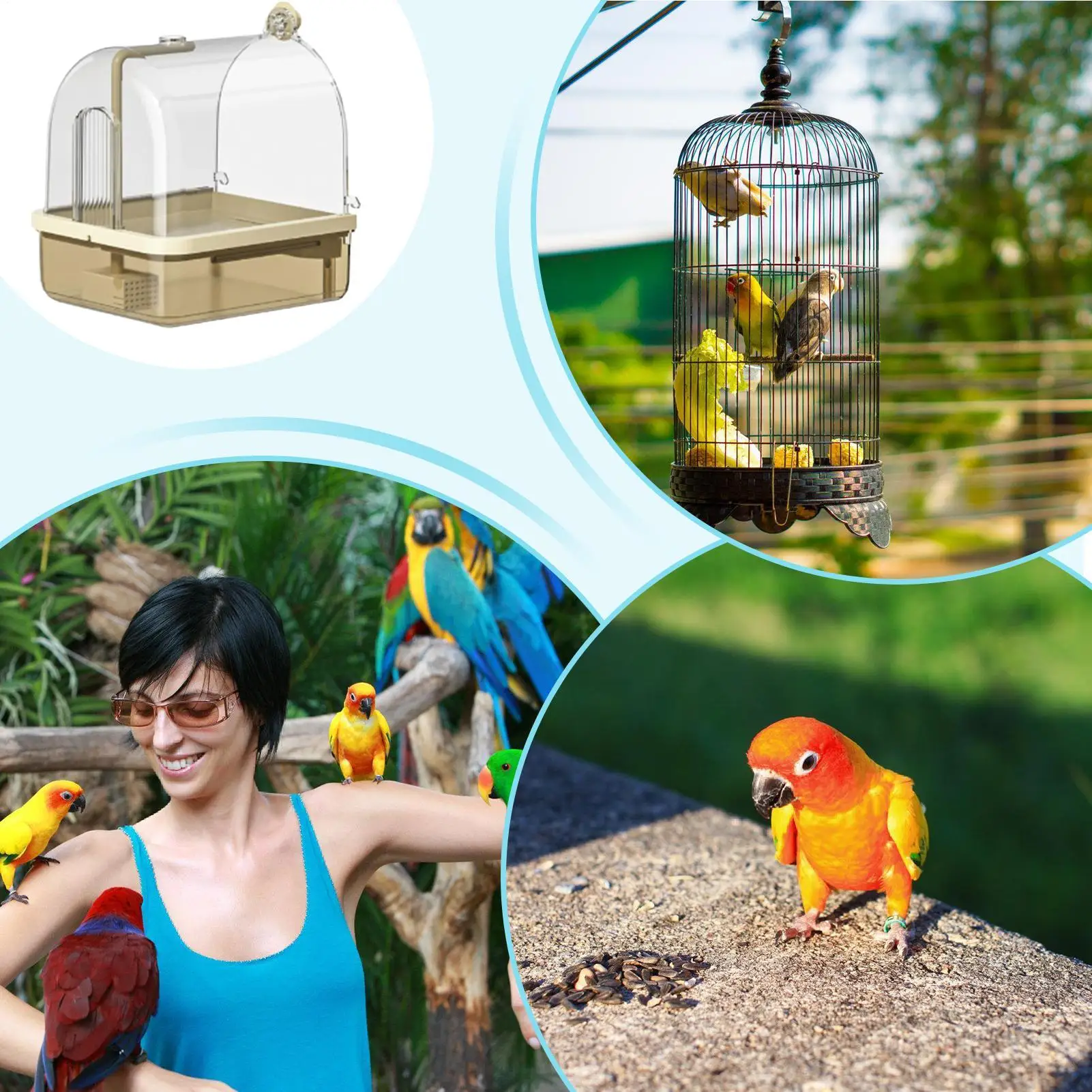 Parakeet Bird Bath Bird Shower Chew-Proof 2 Shower Modes Automatic Bathtub Playground Perch For Outdoor Travel Breeding Show