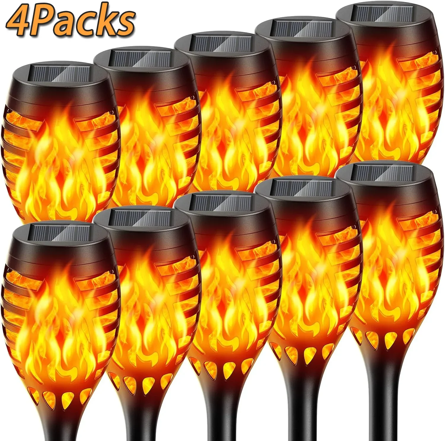 4/2/1Pcs Solar Flame Lights Torch Flickering Light Waterproof Garden Decoration Outdoor Lawn Tiki Led Path Yard Patio Floor Lamp