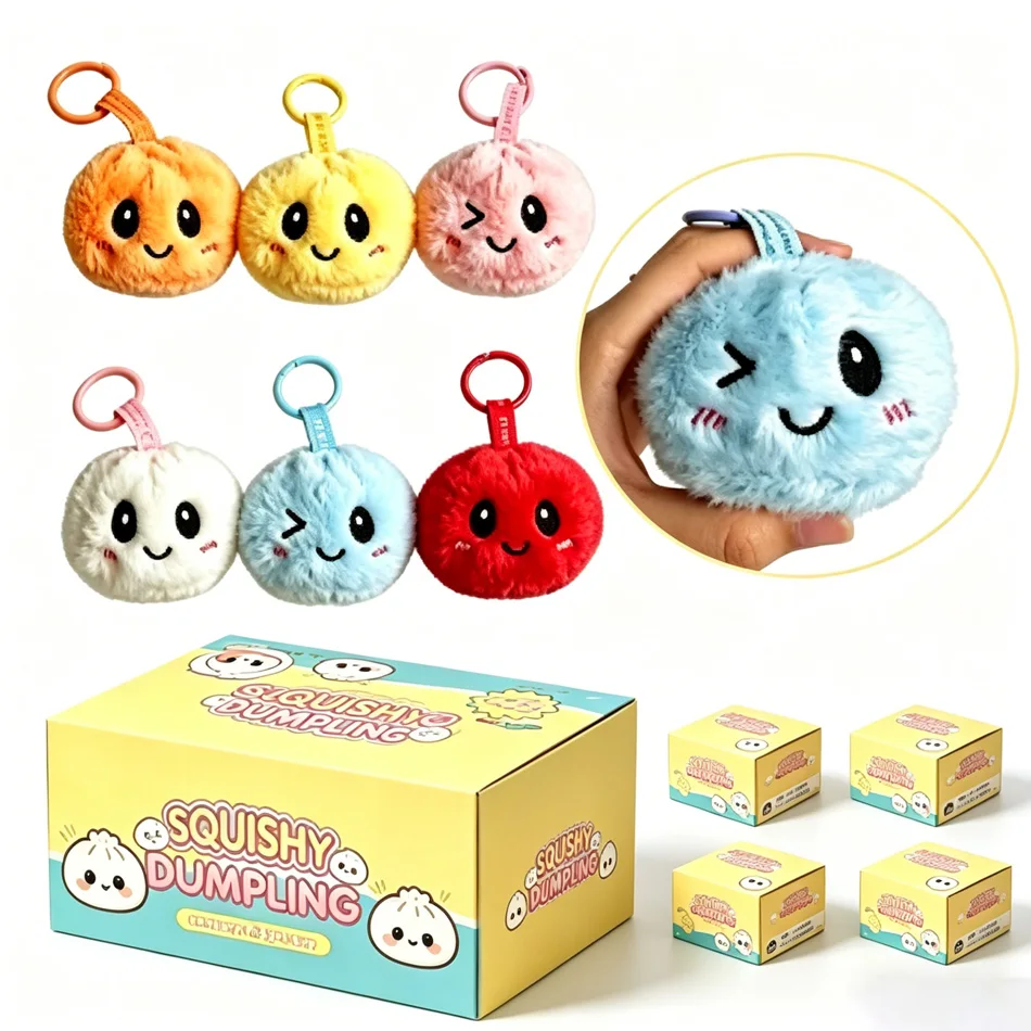

Cute & Fluffy Dumpling Plush Keychain, Slow Rebound Squeeze Toy, Bag Hanging Ornament, Car Key Chain, Decorative Pendant & Gift