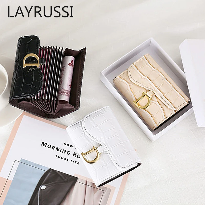 

LAYRUSSI Fashion Crocodile Pattern Wallet Women Card Bag Clutch Ladies Multi-card Anti-theft Brush Coin Purse Female Card Holder