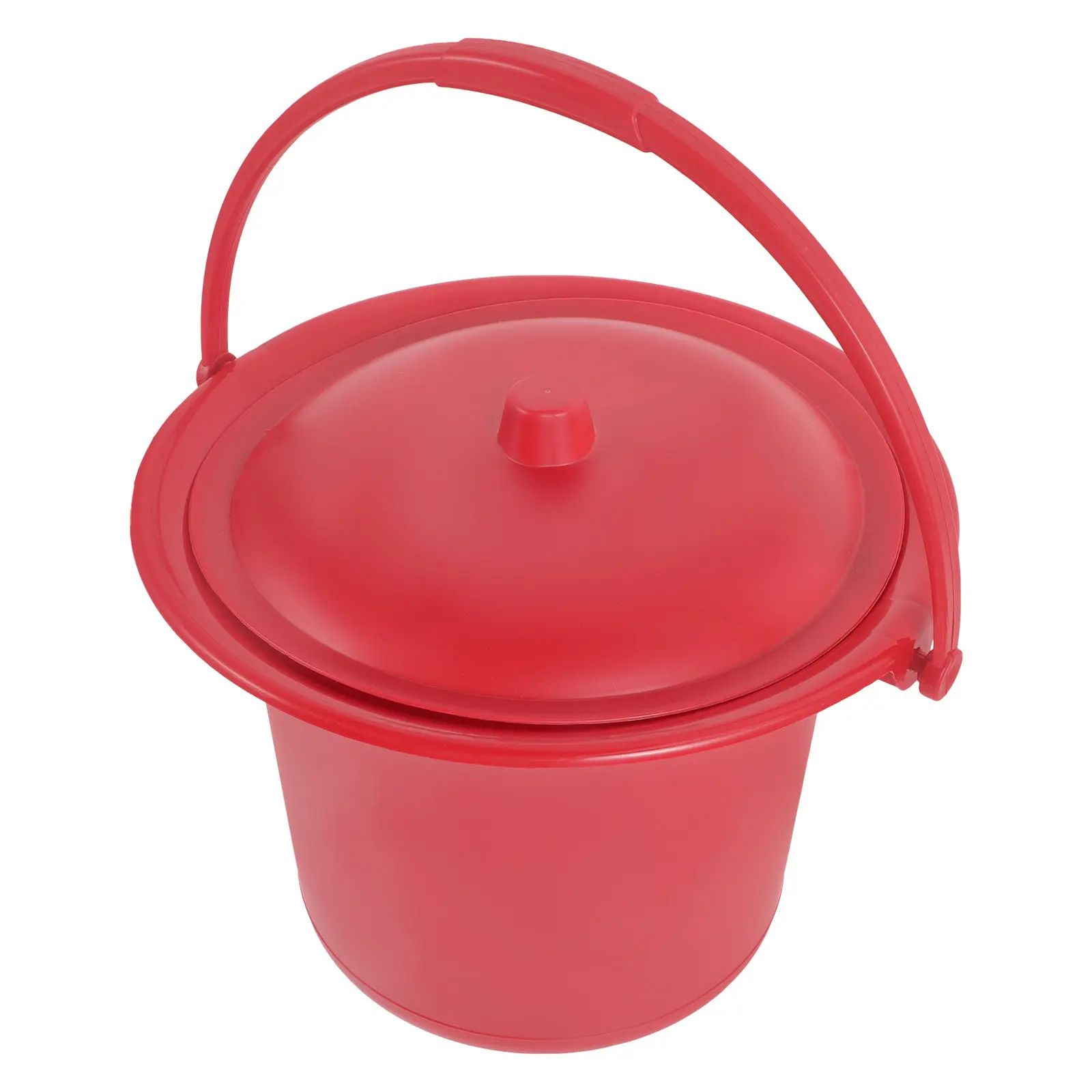 Portable Red Spittoon for Wedding Decor Thick PP Material with Lid Odor-Isolating Night Urine Pot Adult Household Chamber Pot