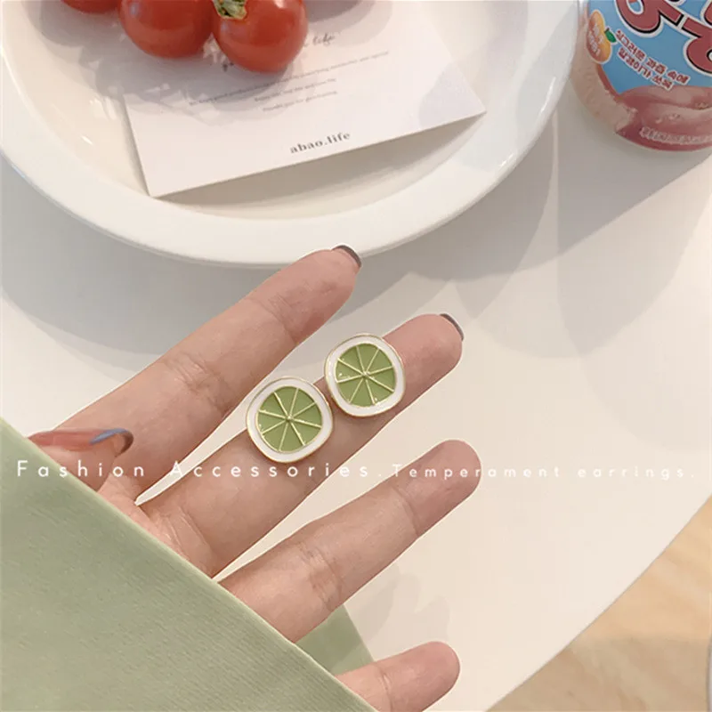 Korean Style Cute Dropping Oil Cartoon Flower Stud Earrings Women Small Fresh Spring Leisure Travel Jewelry