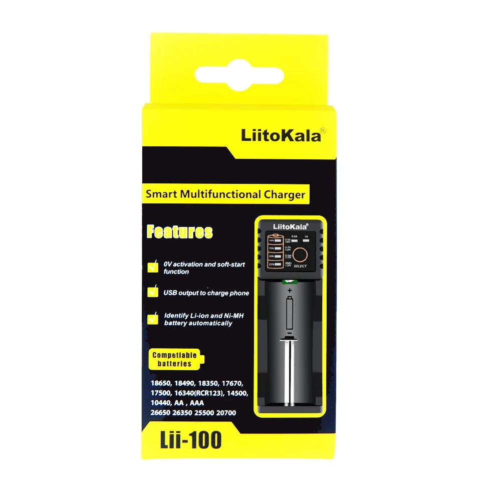 LiitoKala Lii-100 USB 18650/26650 Smart Charger + 1pcs NCR18650B 3.7 v 3400mah 18650 Lithium Rechargeable Battery For Flashlight