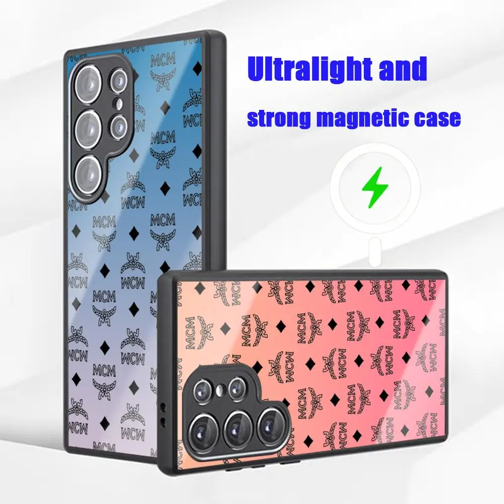 Fashion Brand Phone Case For Samsung S26 S25 S24 S23 S22 S21 S20 Plus Ultra Fold A Glass Magnetic Case M-McMES-Luxury Design