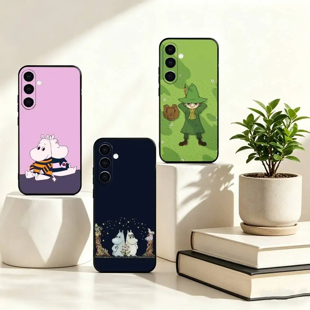 C-Cute cartoon M-Moomin Phone Case Black Silicone Soft For Samsung Galaxy A73,A72,A71,A70,A53,A52,A51